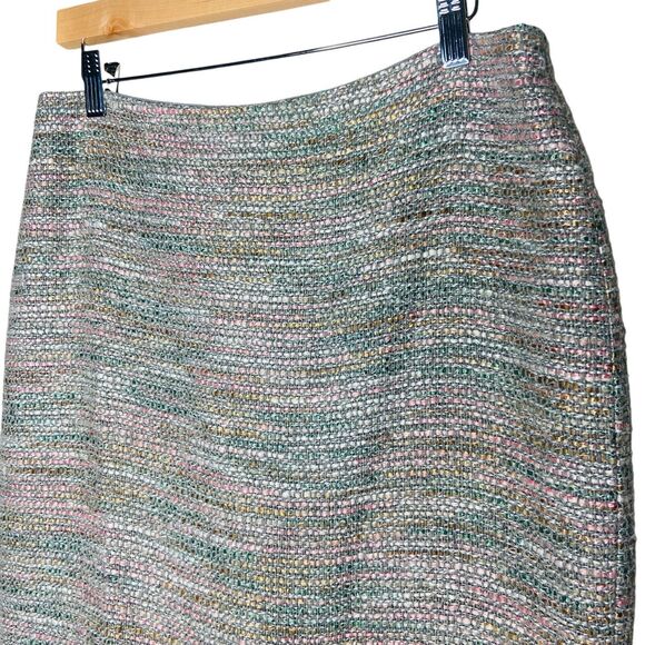 Ann Taylor Skirt Size 8 Tweed Pencil Boucle Knit Pink Gray Multicolor Wool Blend - Picture 4 of 11